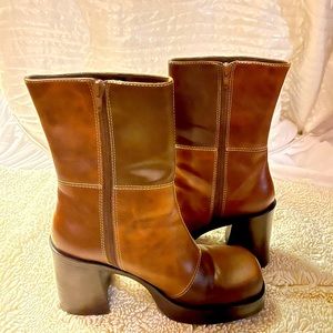 Brown patchwork boots